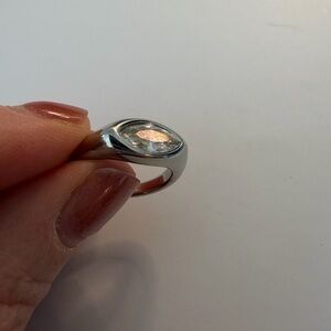 East West Ring with Clear Gemstone